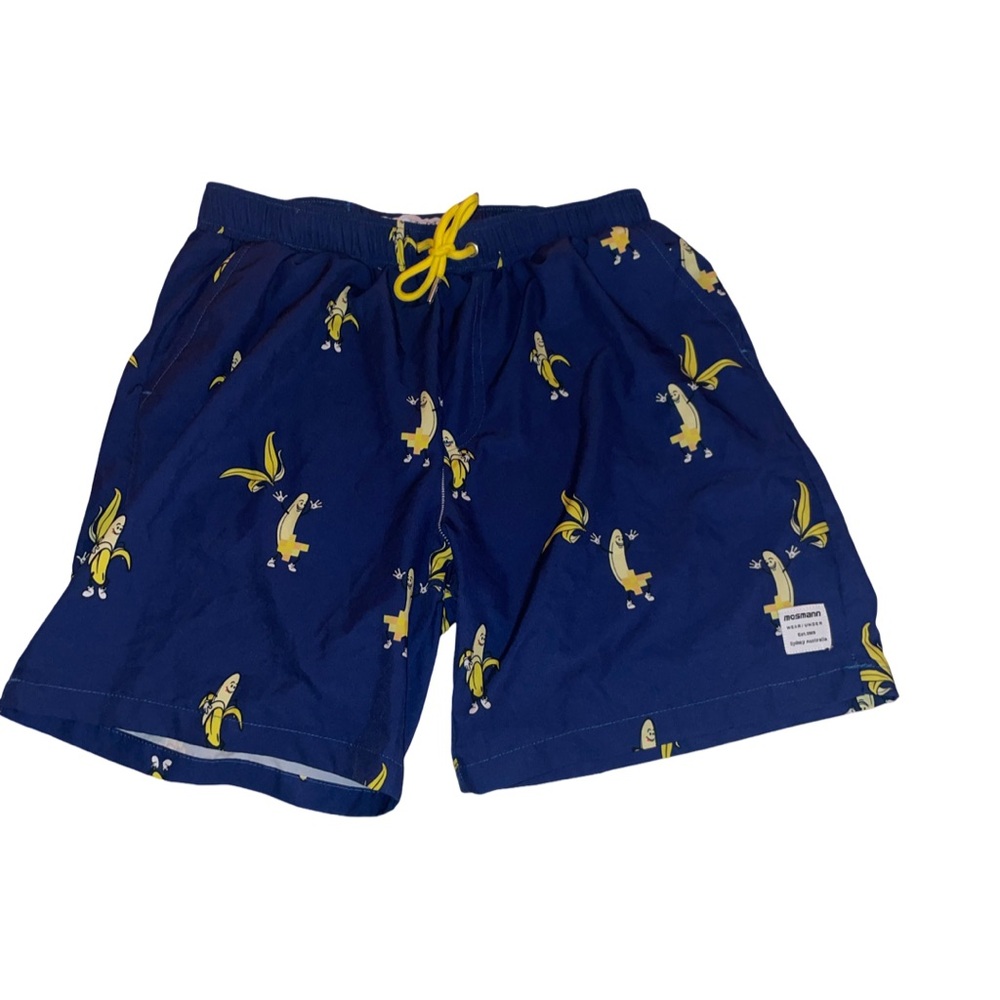 Mosmann Blue Banana Swim Shorts with Yellow Drawstring